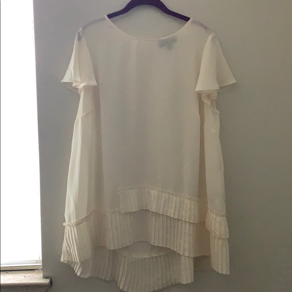 Lane Bryant Top with Flutter Sleeves and Pleats